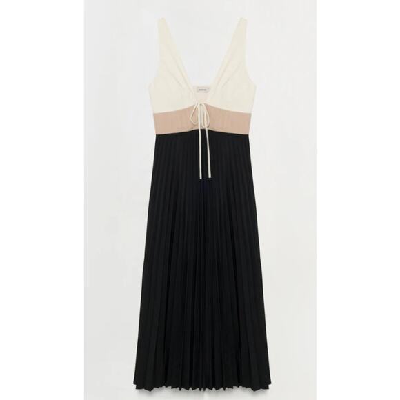 Simkhai Stephanie Pleated Poplin Midi Dress 4 - Picture 3 of 7